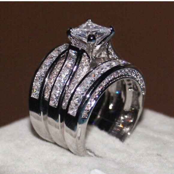 NWT LUXURY 925 STERLING SILVER THREE RINGS SET - Picture 2 of 10